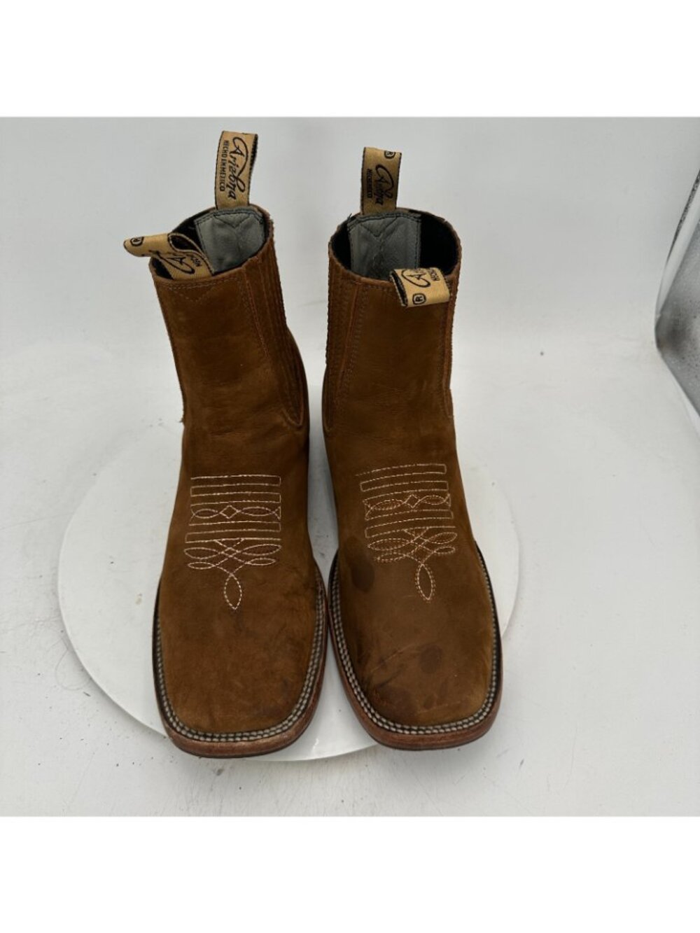 Arizona Men Size 11 Tan Leather Pull On Western Chelsea Ankle Boot - Picture 3 of 13